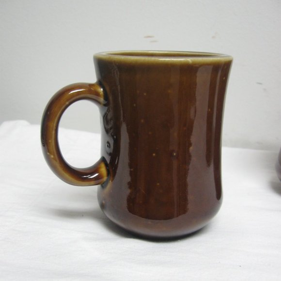 Retro Diner Mugs Vintage 70s Brown Stoneware Set of 3 Restaurantware - Picture 3 of 5
